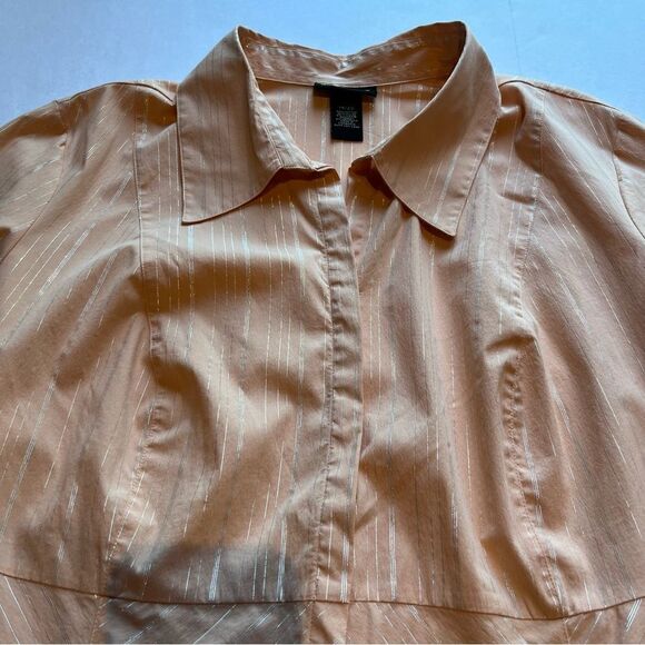 Lane Bryant Women's Button blouse long sleeve Size 18/20 Pastel Orange - Picture 5 of 11